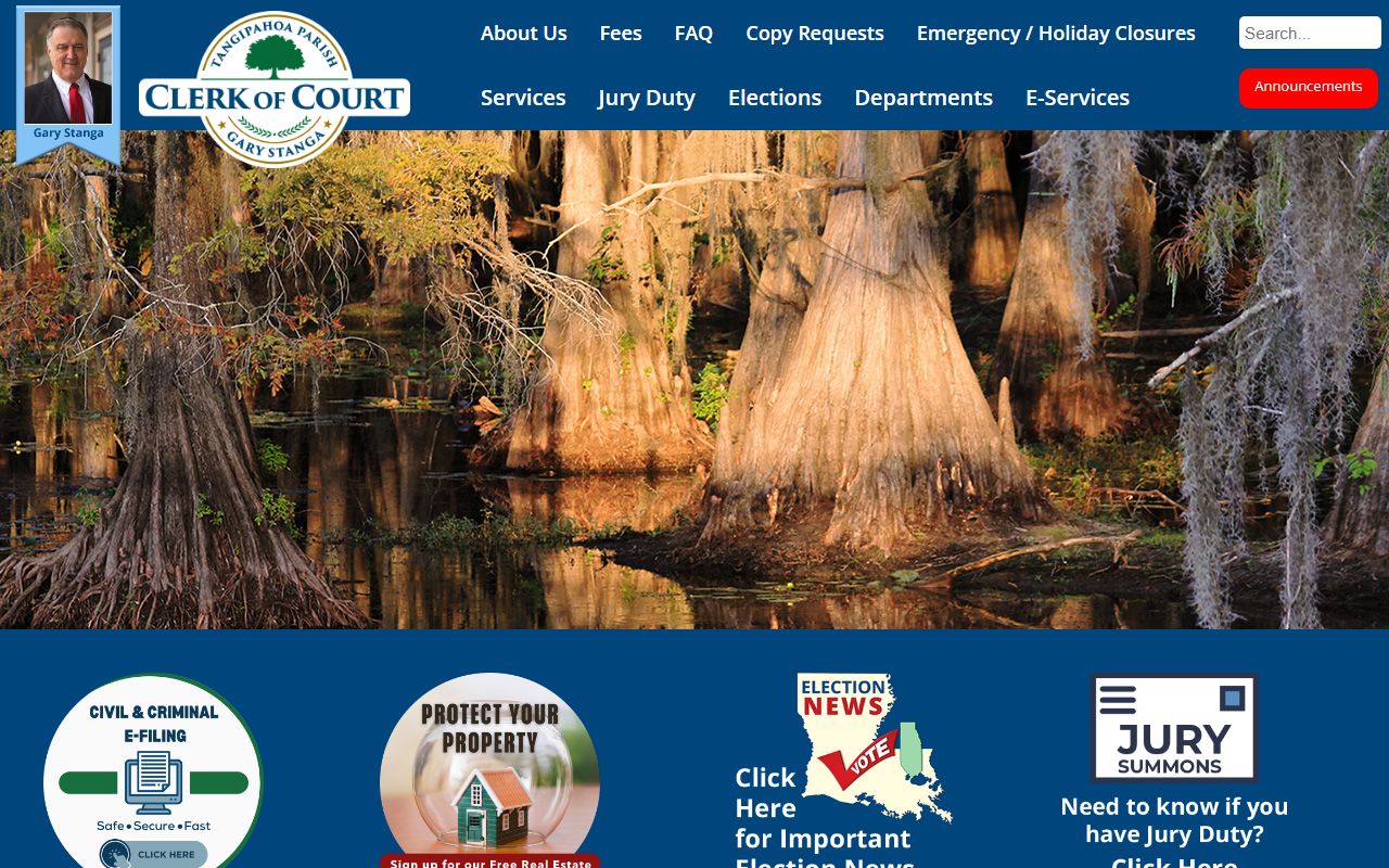 Tangipahoa Parish Clerk of Court website serving Hammond