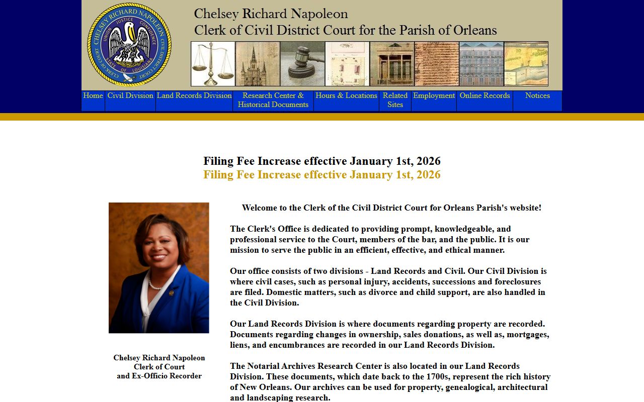 Orleans Parish Civil District Court Clerk website