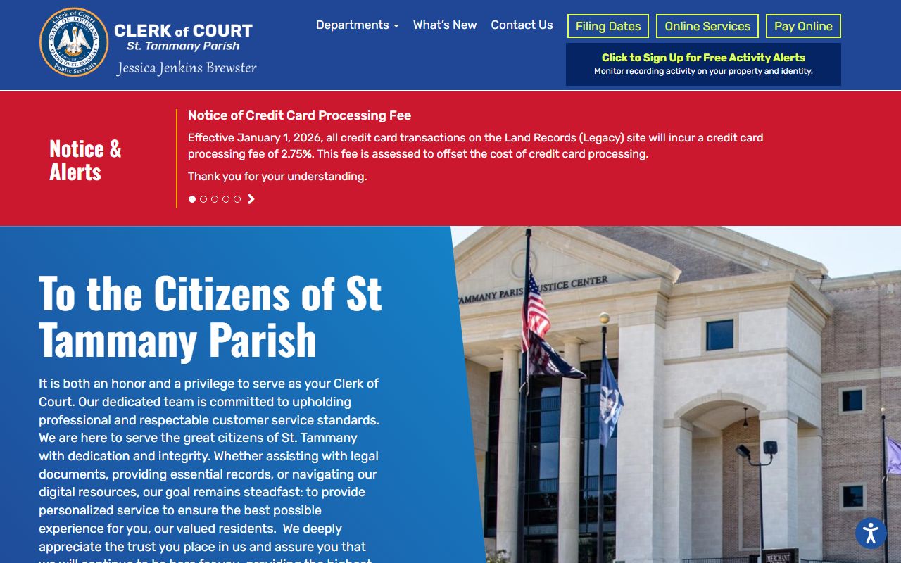 St. Tammany Parish Clerk of Court website for Slidell marriage license applicants
