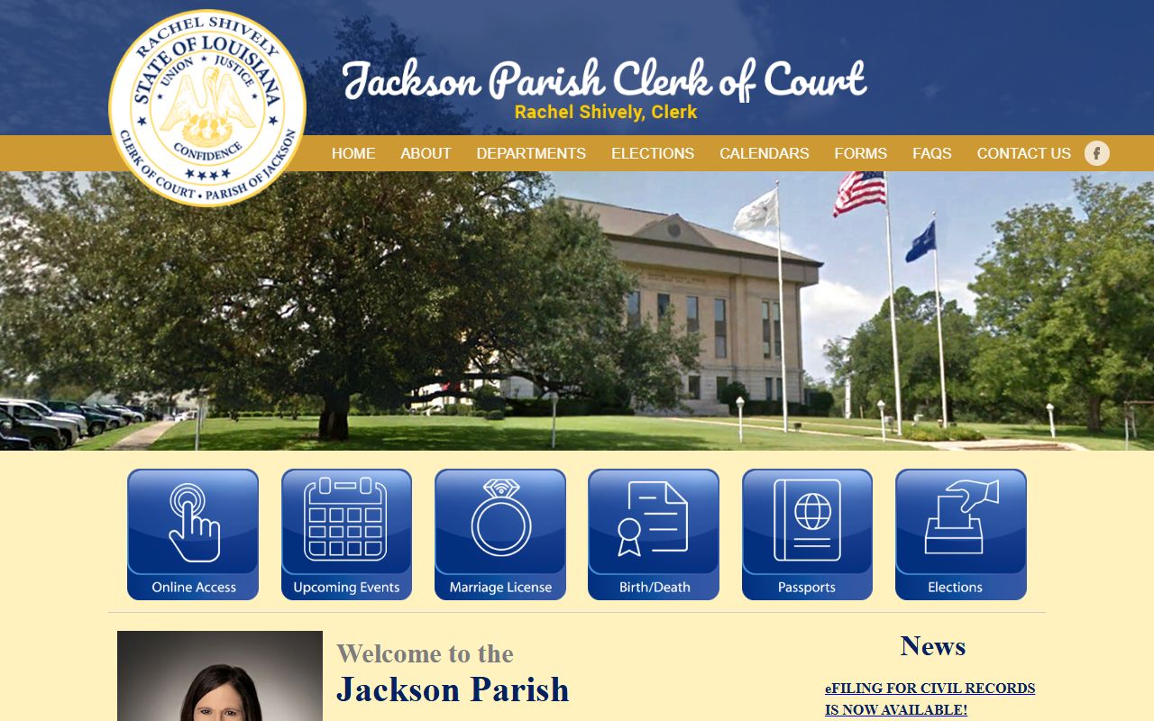 Jackson Parish Clerk of Court website for marriage license information