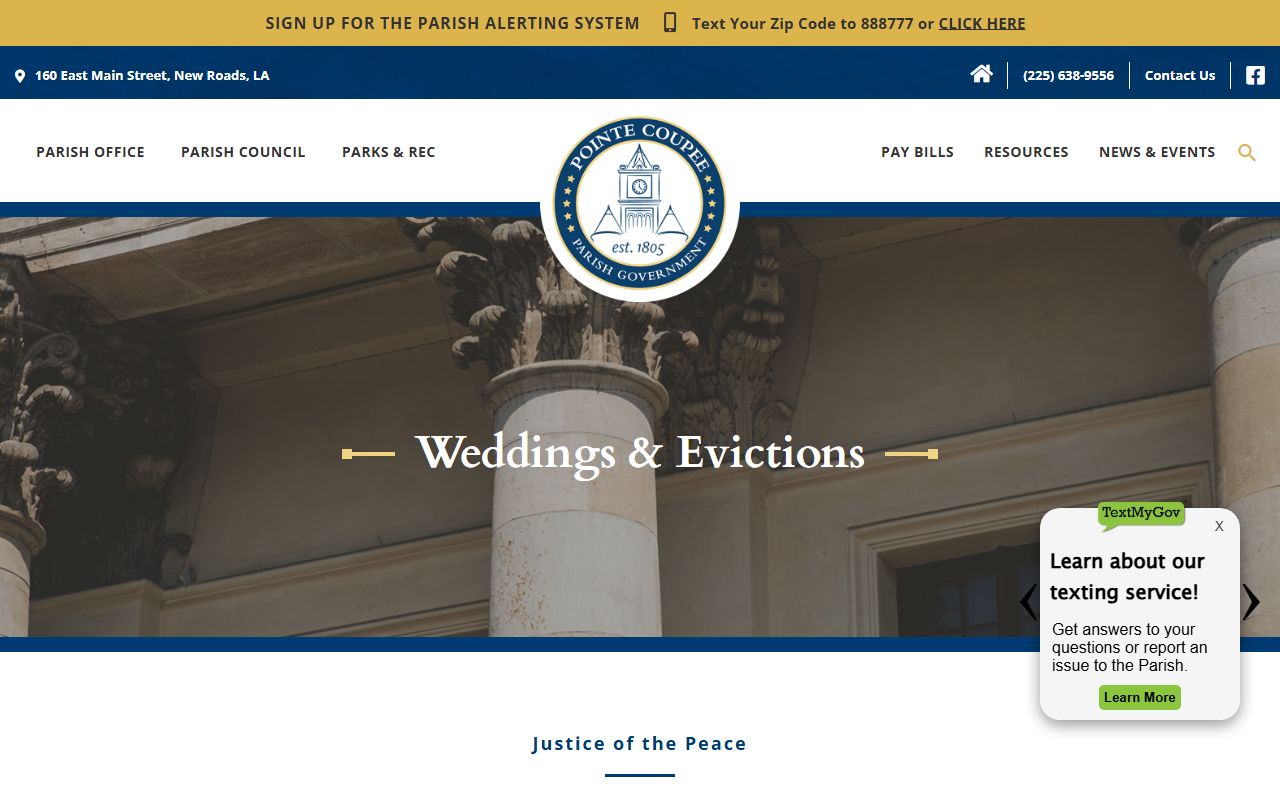 Pointe Coupee Parish weddings and marriage license information page