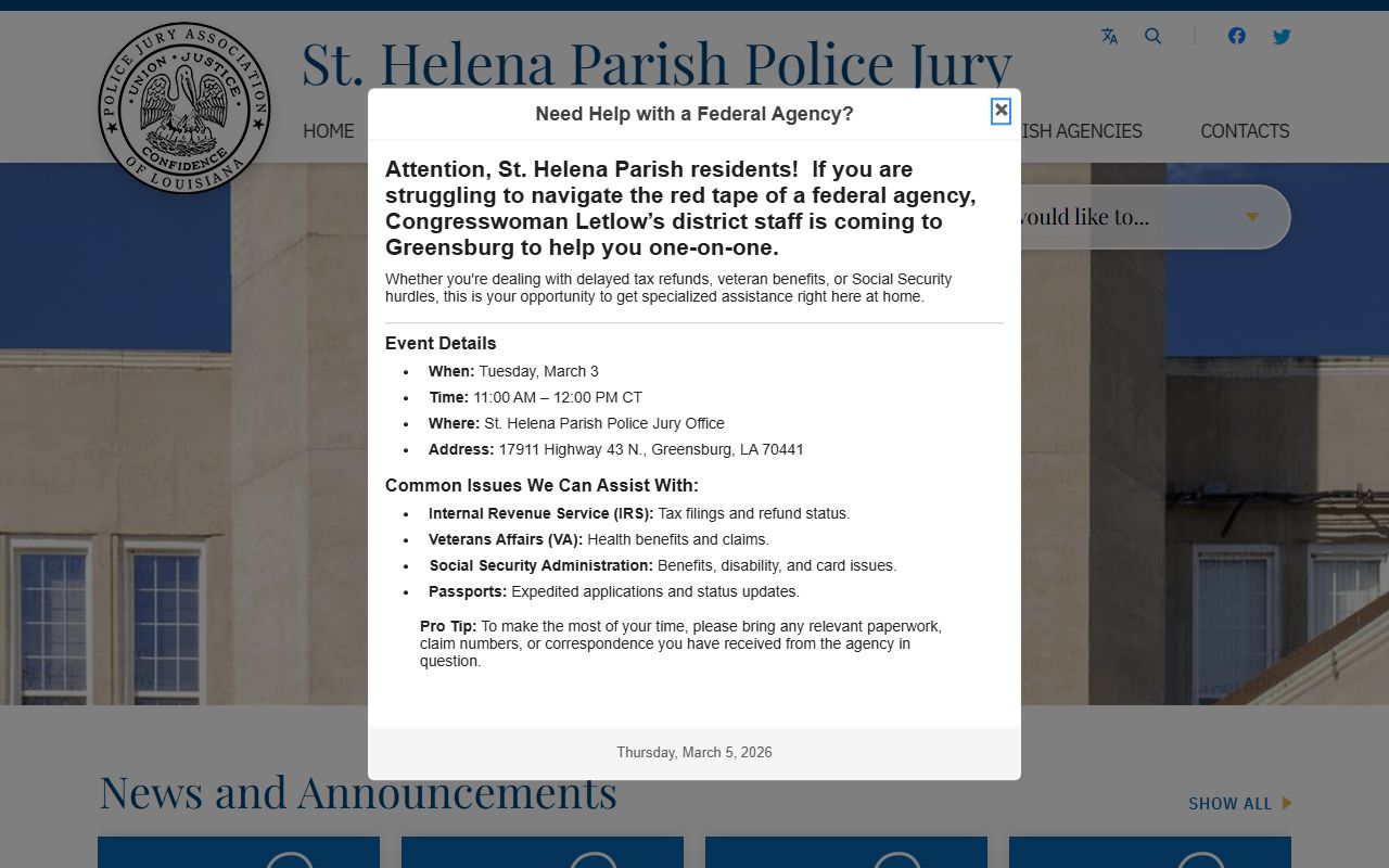 St. Helena Parish official government website