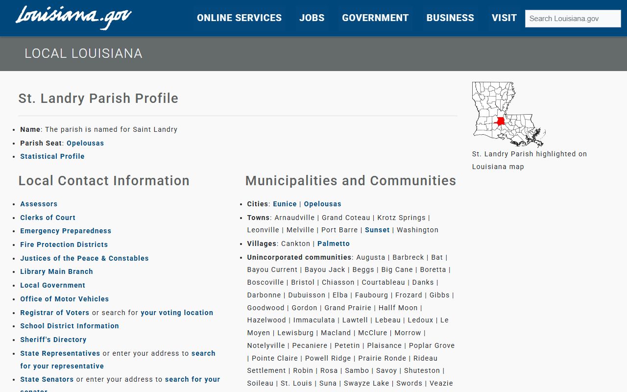 St. Landry Parish information on Louisiana.gov