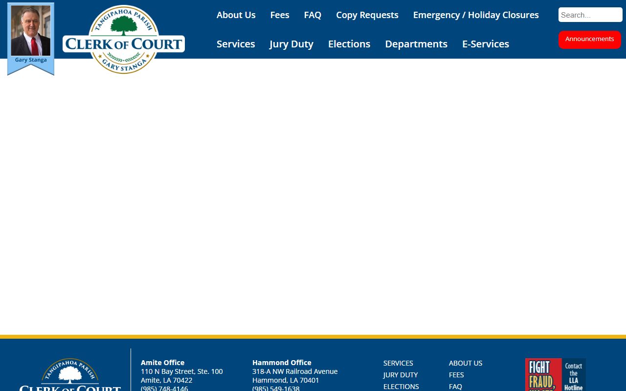 Tangipahoa Parish Clerk of Court contact information